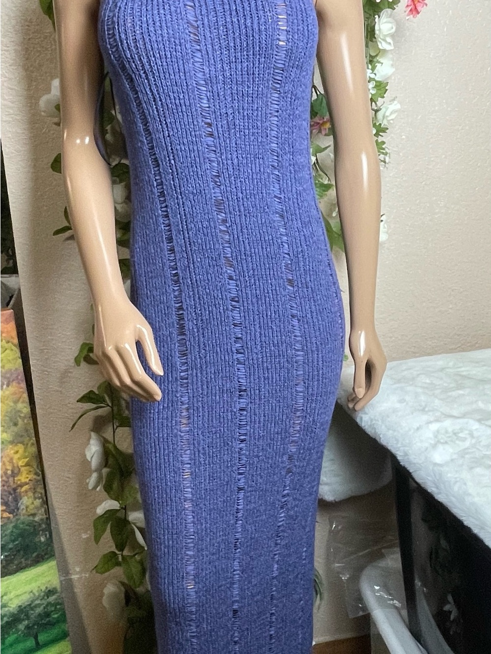 Steve Madden Sleeveless Knit Midi Dress in Vintage Blue - Picture 2 of 9